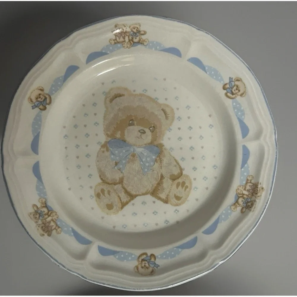 Set of 4 Vintage Tienshan Country Bear Theodore Teddy Stoneware 8